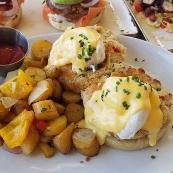 Driftwood Kitchen - DK Benedict with Crab ($22). Pricey, but good! 9/25/2021 - Seafood Near Me - Laguna Beach, California