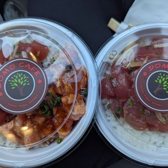 Domo Cafe Kahala - E1 Mixed Poke Bowl ($15.95), E2 Shoyu Poke Bowl ($14.95) - Sushi Bars Near Me - Honolulu, Hawaii Domo Cafe Kahala - E1 Mixed Poke Bowl ($15.95), E2 Shoyu Poke Bowl ($14.95) - Sushi Bars Near Me - Honolulu, Hawaii