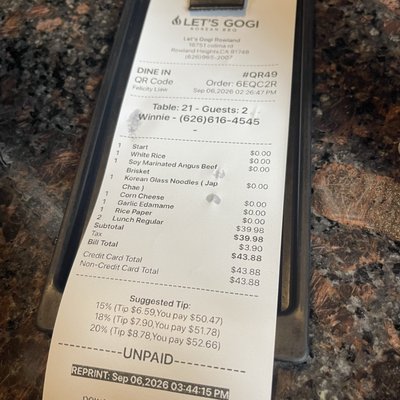 Menu photo 1 Let's Gogi Rowland Heights, CA