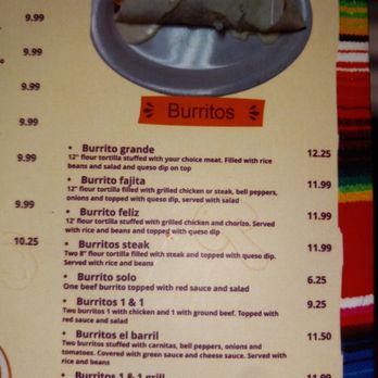 El Barril - a menu for burritos - Mexican Near Me - Taylor Ridge, Illinois