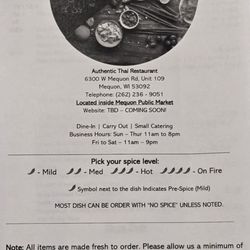 Thai City Cuisine - Menu as of 7/6/2024