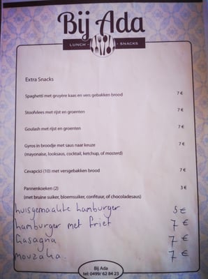 Menu photo 1 Bij Ada Antwerp, VAN