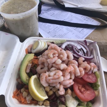 Barbara's Fishtrap - Shrimp Louie Salad and Big Bowl of Clam Chowder - Seafood Near Me - Half Moon Bay, California Barbara's Fishtrap - Shrimp Louie Salad and Big Bowl of Clam Chowder - Seafood Near Me - Half Moon Bay, California