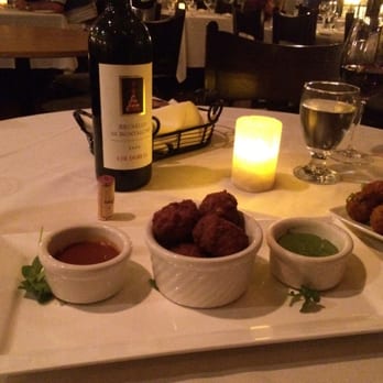 Tresca - Delicious veal meatball appetizer with a lovely Brunello at Tresca in the North End. - Italian Near Me - Boston, Massachusetts