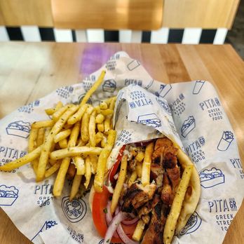 Pita GR - Brea - Authentic Street Style Chicken Gyro $14 Fresh Crispy Fries and Juicy Chicken - Greek Near Me - Brea, California Pita GR - Brea - Authentic Street Style Chicken Gyro $14 Fresh Crispy Fries and Juicy Chicken - Greek Near Me - Brea, California