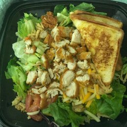 House Zalad with Fried chicken and toast-worth the calories and pairs well with Sweet Tea House Zalad with Fried chicken and toast-worth the calories and pairs well with Sweet Tea
