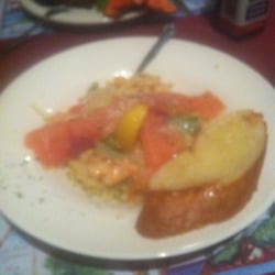 Special smoked salmon over linguini with shrimp