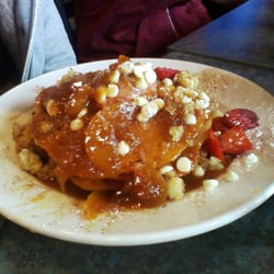 Pumpkin Pancakes with White Chocolate Chips and Strawberries
