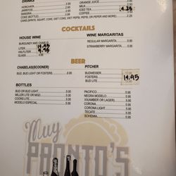 Muy Pronto’s Mexican Grill - Menu as of 7/9/2025