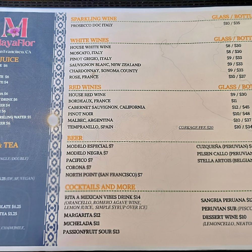 MayaFlor - Drink menu - Breakfast & Brunch Near Me - San Francisco, California MayaFlor - Drink menu - Breakfast & Brunch Near Me - San Francisco, California