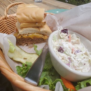 Nepenthe - Ambrosia burger with side of coleslaw - New American Near Me - Big Sur, California Nepenthe - Ambrosia burger with side of coleslaw - New American Near Me - Big Sur, California