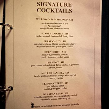 Willow - Menu - Cocktail Bars Near Me - Detroit, Michigan