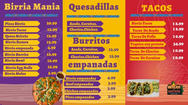 Menu photo 1 Antojos El Norteño Kissimmee, FL