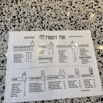 Frosty Fox - Menu - Coffee & Tea Near Me - Orlando, Florida Frosty Fox - Menu - Coffee & Tea Near Me - Orlando, Florida
