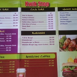 Kwik Stop - Menu