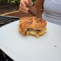 Sausage burrito on a croissant