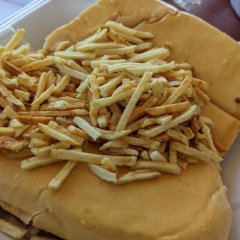 The Juice House - One order of Cuban Sandwich (yep, for real just one order) and crunchy potato sticks. - Cuban Near Me - Key Largo, Florida