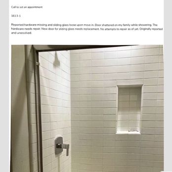 Anden - This sliding  shower door fell off and they never fixed it. My kids were almost killed. They made no haste to fix or apologize. - Apartments Near Me - San Marcos, California