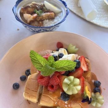 Bann at Oak Knoll Napa - Thai tea French toast and shrimp porridge. - Bed & Breakfast Near Me - Napa, California Bann at Oak Knoll Napa - Thai tea French toast and shrimp porridge. - Bed & Breakfast Near Me - Napa, California
