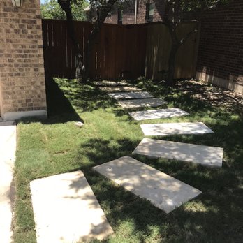 Handyman Lawns - New pathway replacing ugly mulch and pebble rock area - Decks & Railing Near Me
