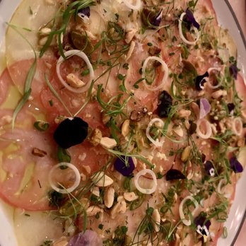 Florie's - Tomato and peach carpaccio - fabulous. - Salad Near Me - Palm Beach, Florida