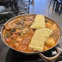 Gam- Ja-Tang-Joen-Gol (감자탕 전골) with noodle Gam- Ja-Tang-Joen-Gol (감자탕 전골) with noodle