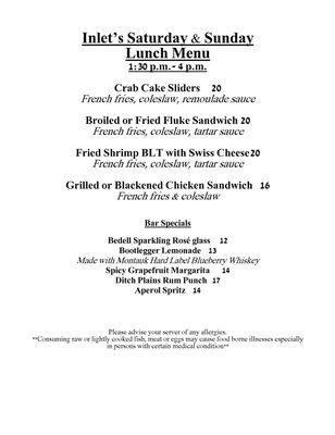 Menu photo 5 Inlet Seafood Restaurant Montauk, NY
