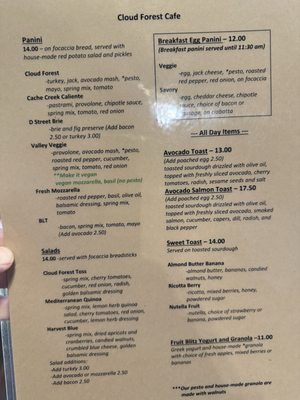 Menu photo 2 Cloud Forest Cafe Davis, CA