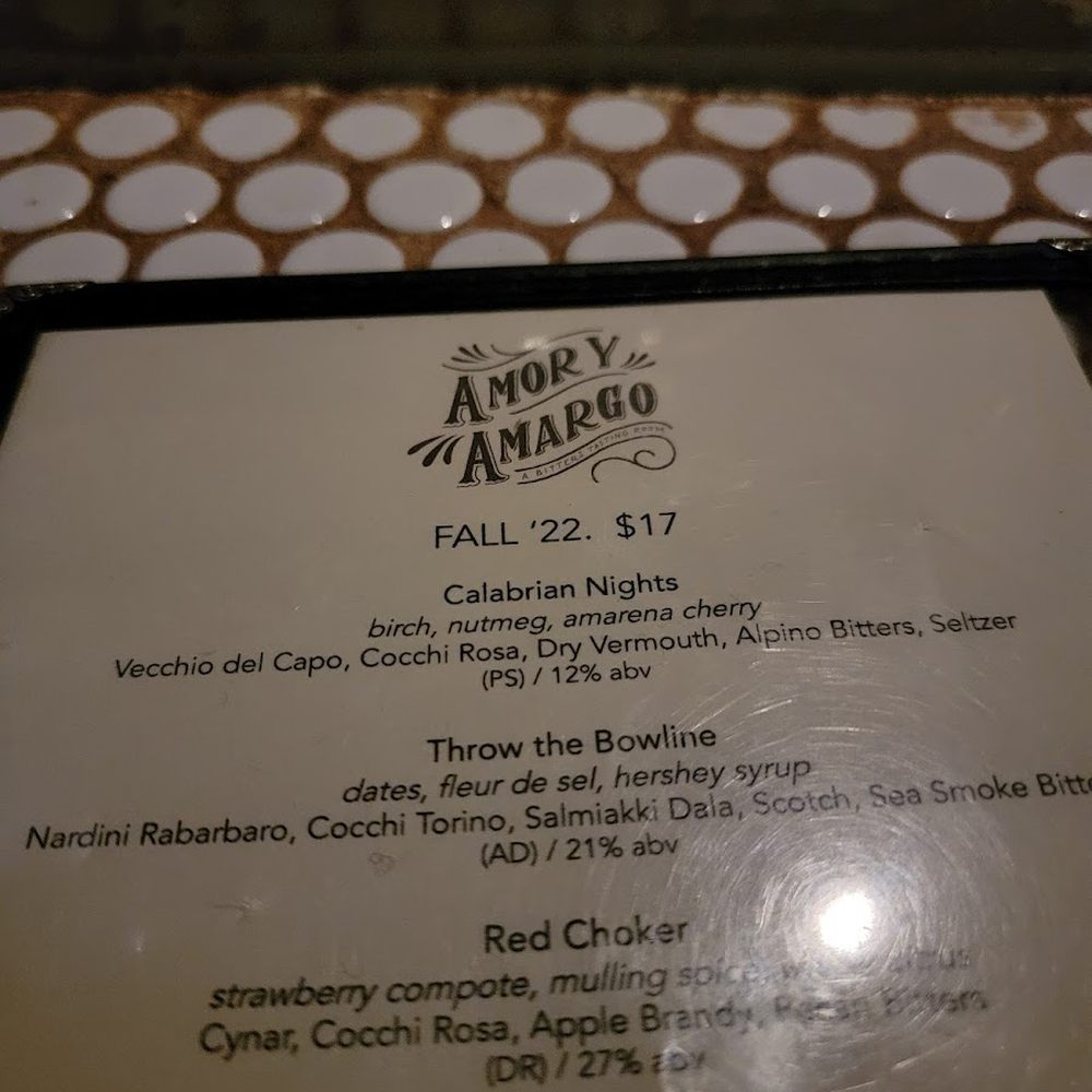 Amor y Amargo - Fall '22 menu - Cocktail Bars Near Me - New York, New York Amor y Amargo - Fall '22 menu - Cocktail Bars Near Me - New York, New York