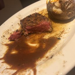 This NY Strip steak was ordered medium, It was very close to being full on raw in the middle.