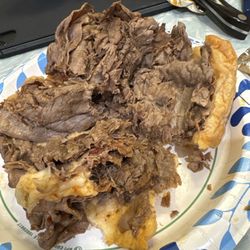 Capris Pizza - Beef sandwich with red sauce oh wait a minute no sauce this happens more than once, I just don't understand