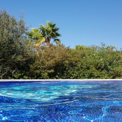 Eventfinca - Schöner gepflegter Pool, mit Dusche. Nach dem Baden kann auf Liegen unter mehreren Pavillons oder direkt in der Sonne gechillt werden.
