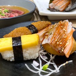 Egg Sushi, Crab Meat Pizza