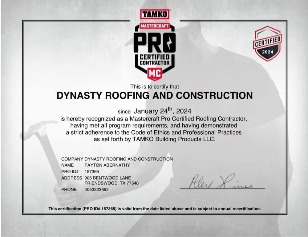 Slide of Dynasty Roofing and Construction