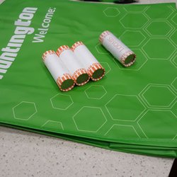Huntington Bank - Quarters for laundry and a free bag.