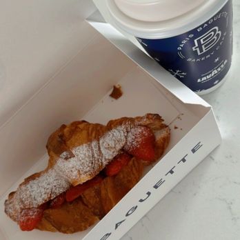 Paris Baguette - Strawberry croissant and chai tea - Bakeries Near Me - Hayward, California Paris Baguette - Strawberry croissant and chai tea - Bakeries Near Me - Hayward, California