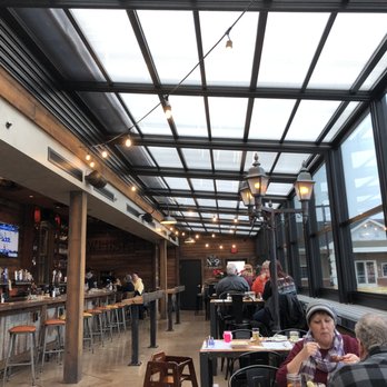 Cinder Bar - It was snowing on this day, but in warm weather this sections opens to the outdoors - New American Near Me - Williamstown, New Jersey