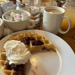 GB eats - Belgian Waffle with Fruit Compote & Fresh Whipped Cream