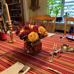 Intimate Designs Floral - A beautiful Thanksgiving floral table arrangement for our Thanksgiving dinner. Perfect.