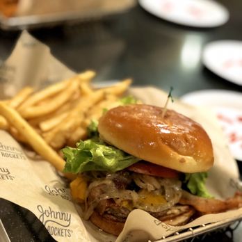 Johnny Rockets - Single Bacon Cheddar Burger with Fries - Diners Near Me - Reno, Nevada Johnny Rockets - Single Bacon Cheddar Burger with Fries - Diners Near Me - Reno, Nevada