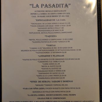 La Pasadita - Menu - Mexican Near Me - Clearwater, Florida La Pasadita - Menu - Mexican Near Me - Clearwater, Florida