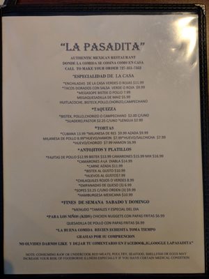 Menu photo 4 La Pasadita Clearwater, FL Menu photo 4 La Pasadita Clearwater, FL
