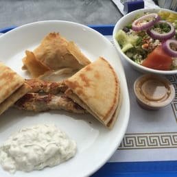 All three with Greek salad. All three with Greek salad.