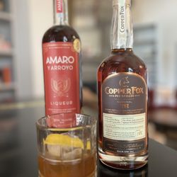 Friendship cocktail made with our Rye and Amaro.