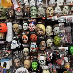 Foy's Halloween and Variety Store - A sliver of the Halloween mask selection.