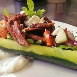 Suite J: Catering & Events - Gyro on Cucumber Boat with Housemade Tzatziki sauce