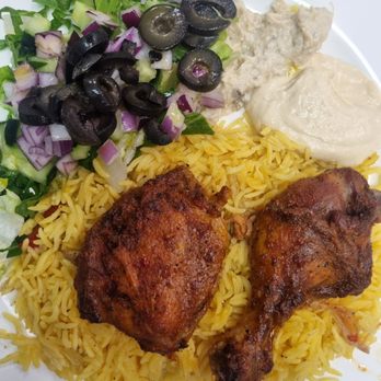 Shawarma Shack - Baked chicken and rice platter (custom salad) - Mediterranean Near Me - Miramar, Florida Shawarma Shack - Baked chicken and rice platter (custom salad) - Mediterranean Near Me - Miramar, Florida