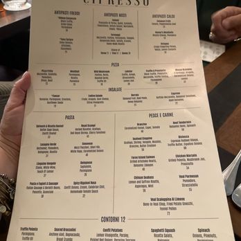 Cipresso - Dinner Menu - Italian Near Me - Hollywood, Florida