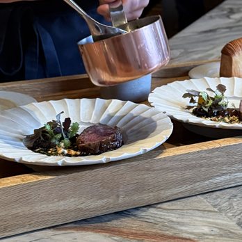Lilo - Wagyu - Nice to be able to see how it is prepared and pouring sauce. - Seafood Near Me - Carlsbad, California Lilo - Wagyu - Nice to be able to see how it is prepared and pouring sauce. - Seafood Near Me - Carlsbad, California