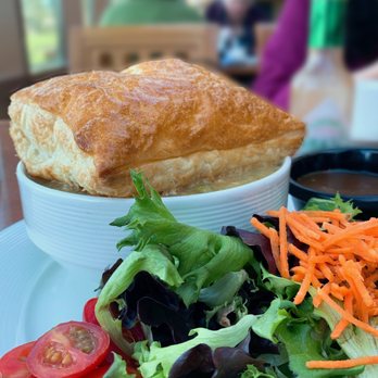 The Cypress Grill - Turkey Pot Pie: Fresh turkey breast, carrots, celery, onions, peas, white wine, crispy puff pastry top served w/ a side salad | $16 - American Near Me - San Francisco, California The Cypress Grill - Turkey Pot Pie: Fresh turkey breast, carrots, celery, onions, peas, white wine, crispy puff pastry top served w/ a side salad | $16 - American Near Me - San Francisco, California